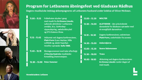 Program for Letbanens åbningsfest ved Gladsaxe Rådhus